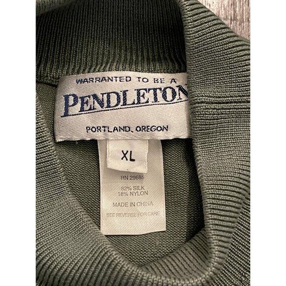 Pendleton Silk Blend Sweater XL Olive Green Classic Minimalist Capsule Wardrobe - Picture 4 of 7